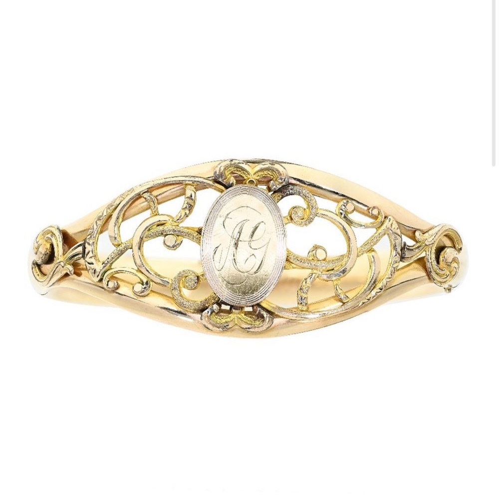 Antique Initial Bracelet "AY" | 1908 Gold Filled Name Bracelet | Sweetheart Cuff